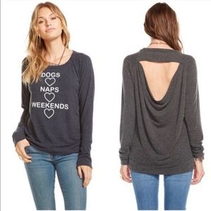 Chaser Dark Gray Open Back Sweater